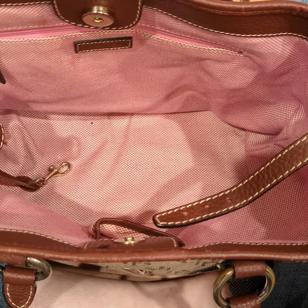 Dooney & Bourke  GUC Canvas Monogram Brown Tote Purse COA & Registration Card - Picture 10 of 15